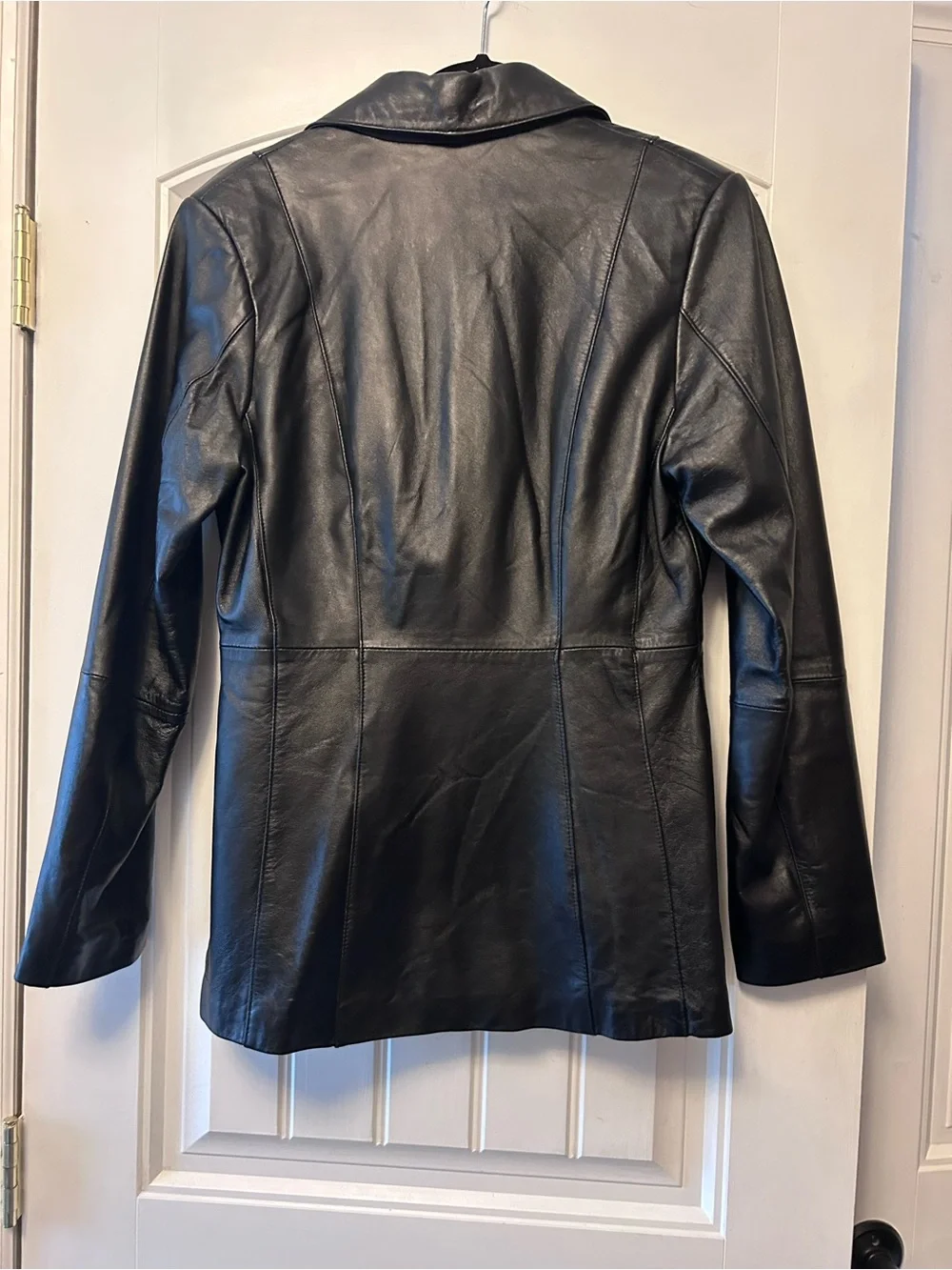 VINTAGE Genuine Leather Blazer Jacket - Black - Picture 4 of 6